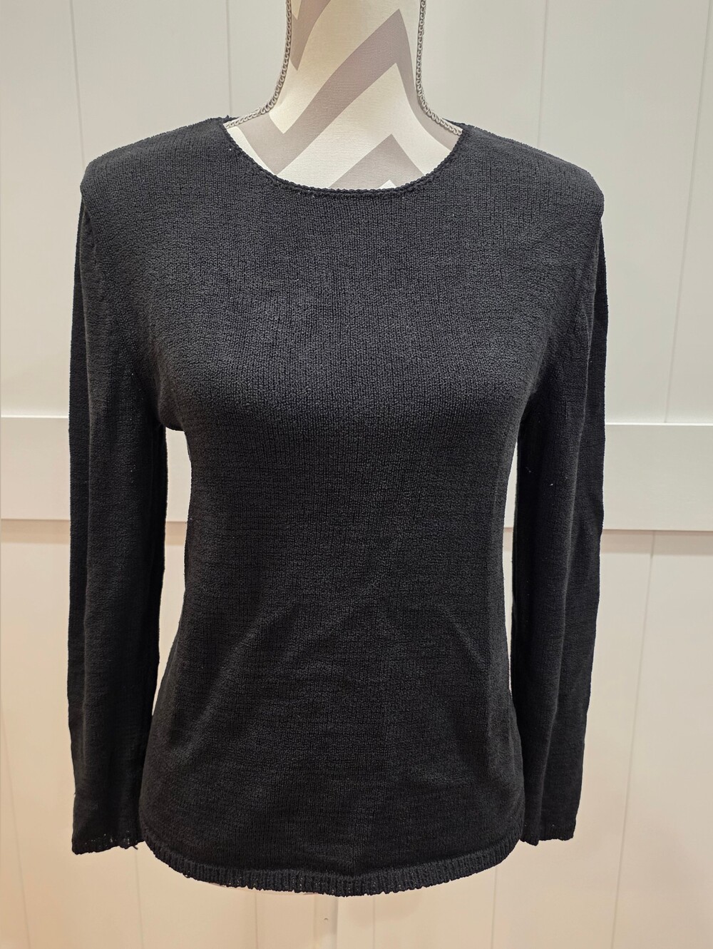 Chico's Design Black Fine-knit Crew Neck Pullover Sweater Size 1 US (8) *185 B1